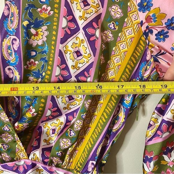 NWT Zara Patterned Silky Faux Wrap Long Sleeve Blouse New Size Medium - Picture 11 of 16